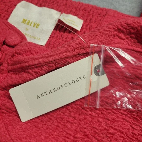 Anthropologie Maeve Puff-Sleeved Sweetheart Mini Dress Size Medium Red NEW - Picture 7 of 13